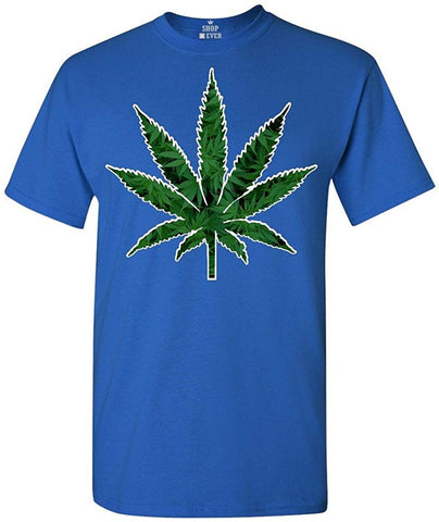 Marijuana Leaf Weed Smokers T-Shirt Blue