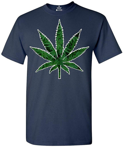 Marijuana Leaf Weed Smokers T-Shirt Navy